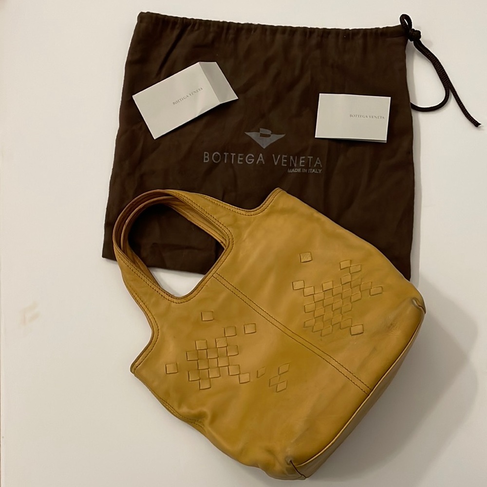 Bottega Veneta Mustard Yellow Intrecciato Leather Tote